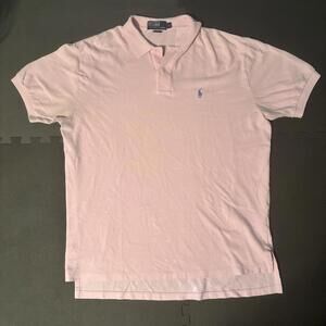 Vintage Polo Ralph Lauren Men’s Size Large Cotton Pink Polo Shirt Green Pony